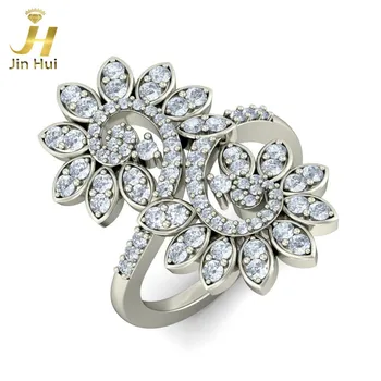 

Jinhui Unisex The Bijou Ring Solid 18K White 750 Gold 1.03CT Natural Diamond Jewelry Free Engraving