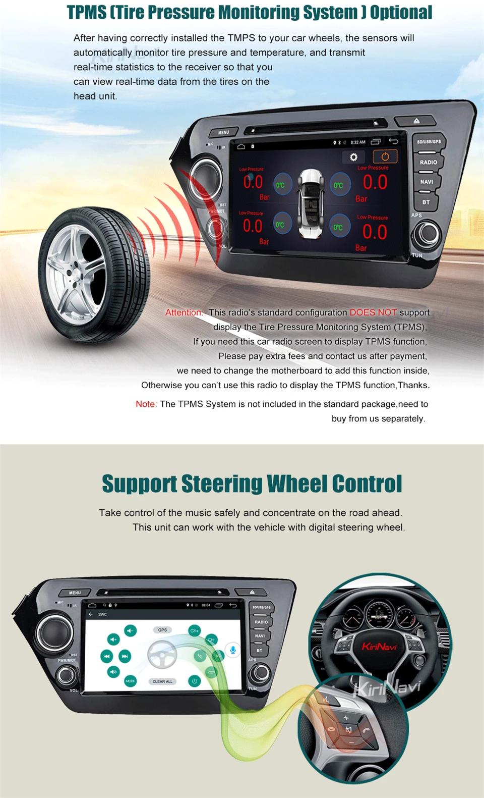 Discount KiriNavi Octa core 4G LET android 7 car dvd player for Kia Rio K2 gps navigation 2010 - 2011 support 4K Video 4G 7