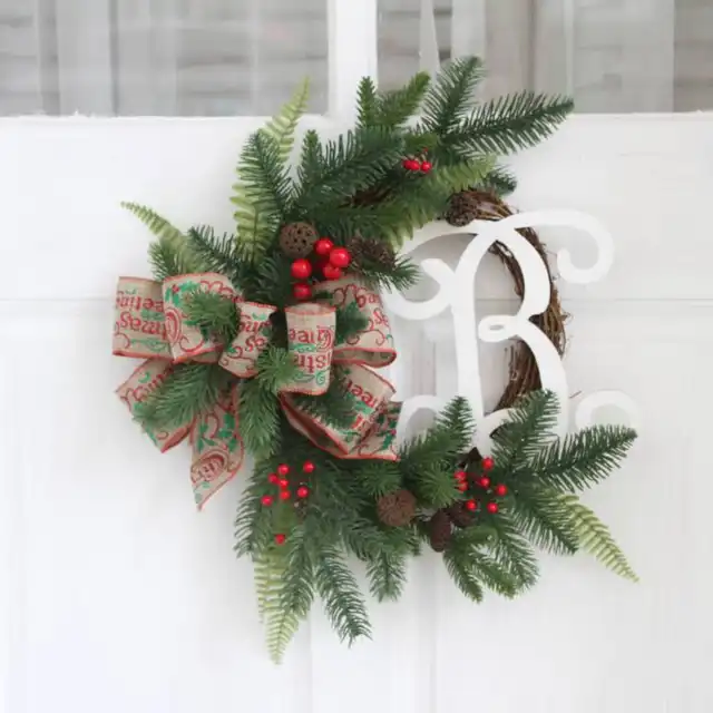 Christmas Wreath Simulation Pine Cones Flower Vine Circle