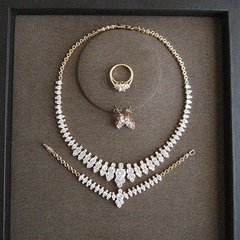Fashion AAA Cubic Zirconia Simple and sweet style four item set Wedding/Party/dinner Jewelry for Women SC025 | Украшения и