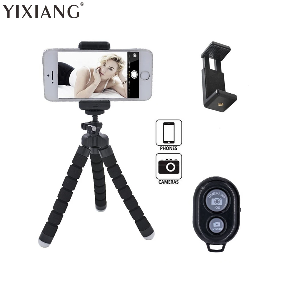 

YIXIANG Octopus Style Portable and adjustable Tripod Stand Holder for iPhone, Cellphone ,Camera with Universal Clip and Remote