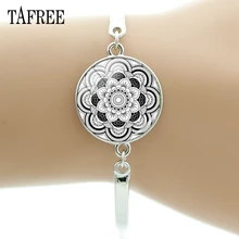 TAFREE Новое поступление Йога браслеты с символом мандалы Индийский стиль манжета браслет простой дизайн стекло кабошон аксессуары сувенир HN338