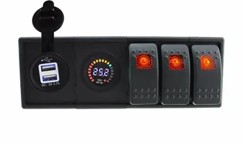 

IZTOSS DC 24V LED Digital voltmeter 3.1A USB Socket with toggle rocker switch jumper wires and housing holder