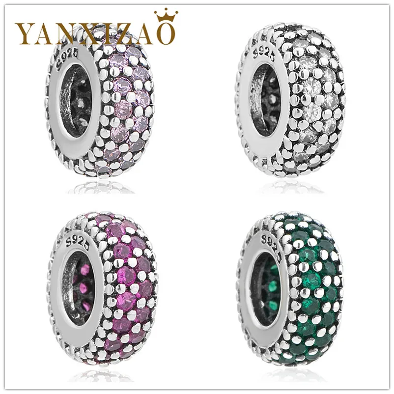 Yanxizao Мода 925 Серебро CZ простые Бусины Fit Pandora стиль круглой формы браслет кулон