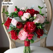 Красный светло-розовый имитация невесты с цветами