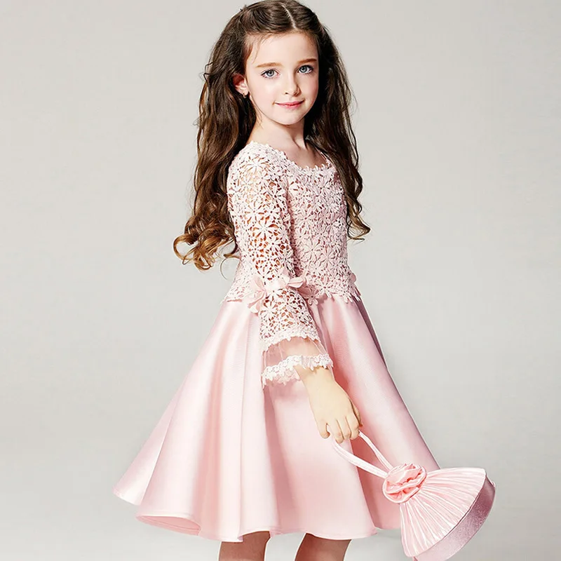 Dusty blue long sleeve flower girl dress designers