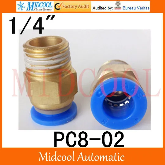 

Quick connector PC8-02,8mm to 1/4" male pass-through, brass pneumatic components