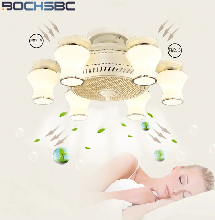 BOCHSBC современный светодиодный потолочная люстра с вентилятором 8 головок анион белые подвесные люстры столовая гостиная ночник с подставкой
