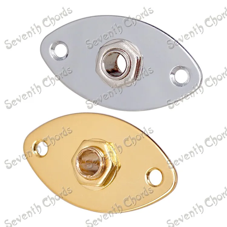 2 Pcs Oval Flat Jack Plate With 1/4" 6.35mm Guitar Jack Output Input
