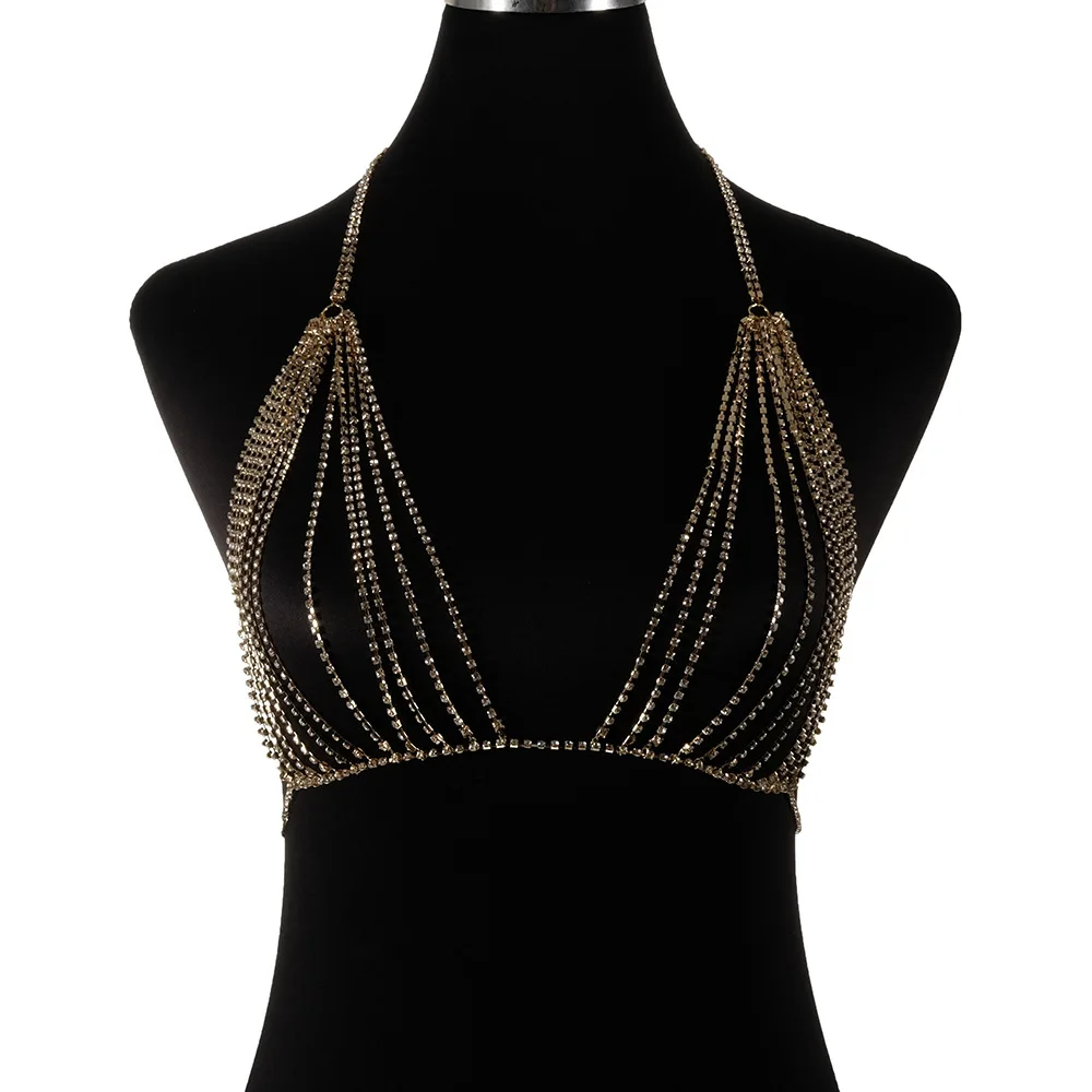

MEILIYISHI Women Sexy Bra Chain Rhinestone Crystal Bling Luxury Bralette hollow Tops Intimates Sexy Lingerie Erotic Bras