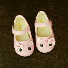 Размер 21-25, новая детская обувь, осенняя новая обувь для девочек, милая кожаная обувь принцессы с мультяшным бантом, обувь для маленьких детей