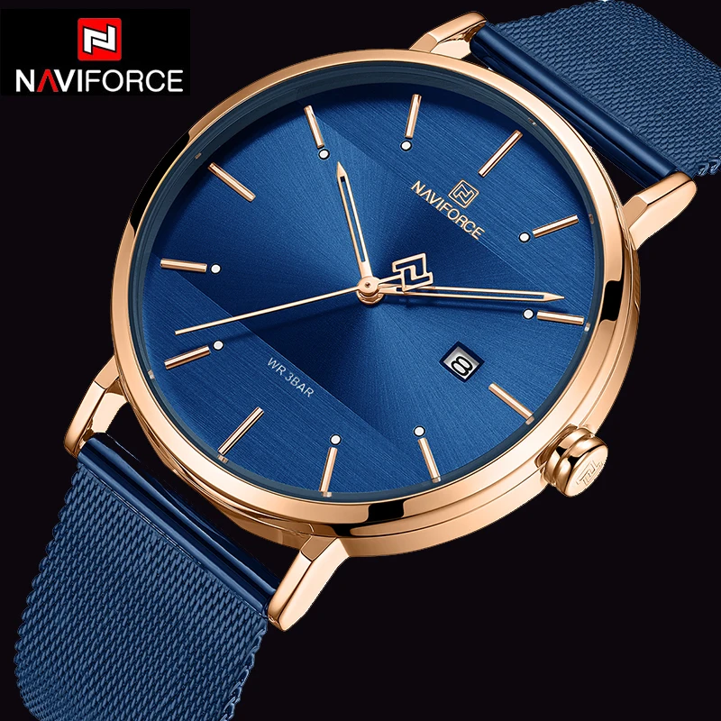 NAVIFORCE кварты часы для мужчин люксовый бренд Нержавеющая сталь сетка ремешок
