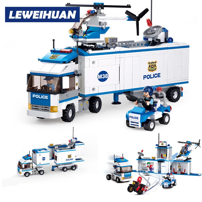 

NEW 2-IN-1 City Police Station Motorbike Helicopter Model Building Blocks Bricks Toys Kits Compatible With Legoe Educational Toy