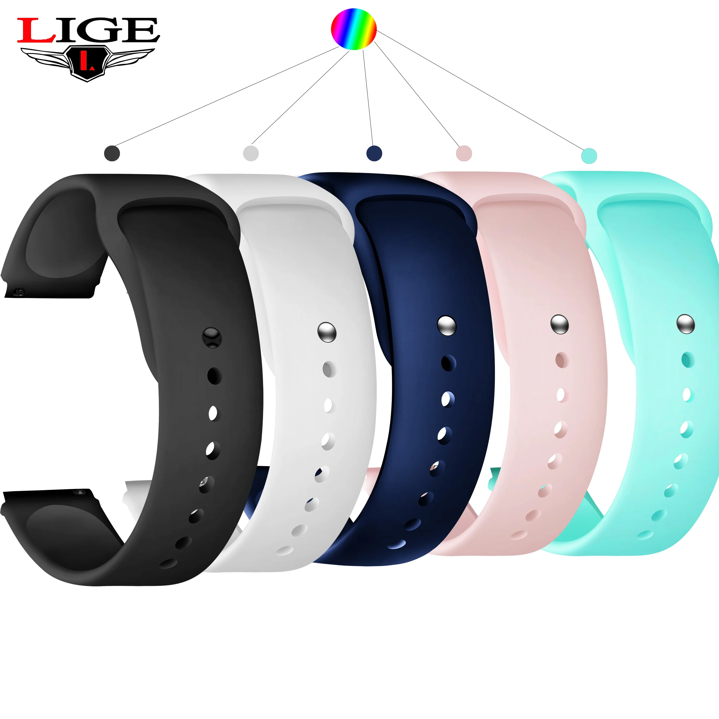 

LIGE Smart Watch Strap 20MM Strap Sport Bracelet Waterproof Wrist Strap for All 20MM Watch Smart Watches For BW0040 BW0064