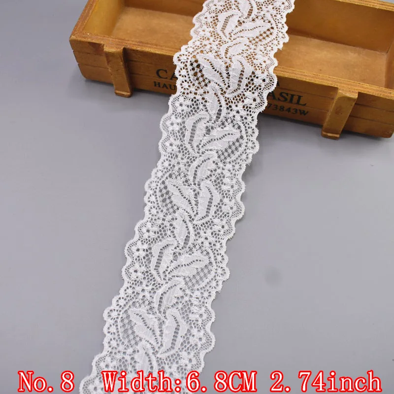 Elastic White Lace Ribbon African Lace Fabric Sewing Elasticity Embroidered Lace Trim Wedding Dress Clothing Accessories Ribbons - Цвет: No8   6.8CM 2.74inch