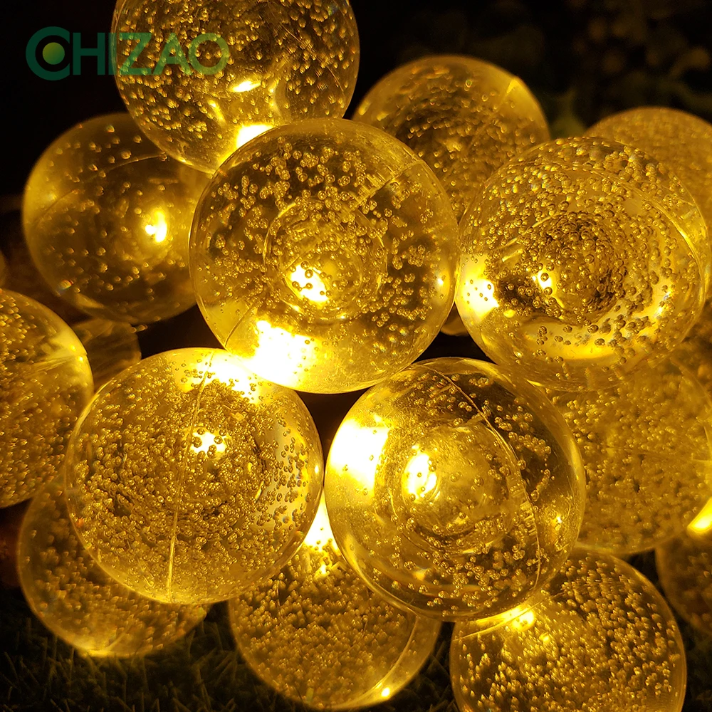 CHIZAO LED Holiday Multi-color Ball String Light Solar Power Waterproof IP65 for House Party Garden Tree Fence Decor wreath CHIZAO LED Holiday Multi-color Ball String Light Solar Power Waterproof IP65 for House Party Garden Tree Fence Decor wreath