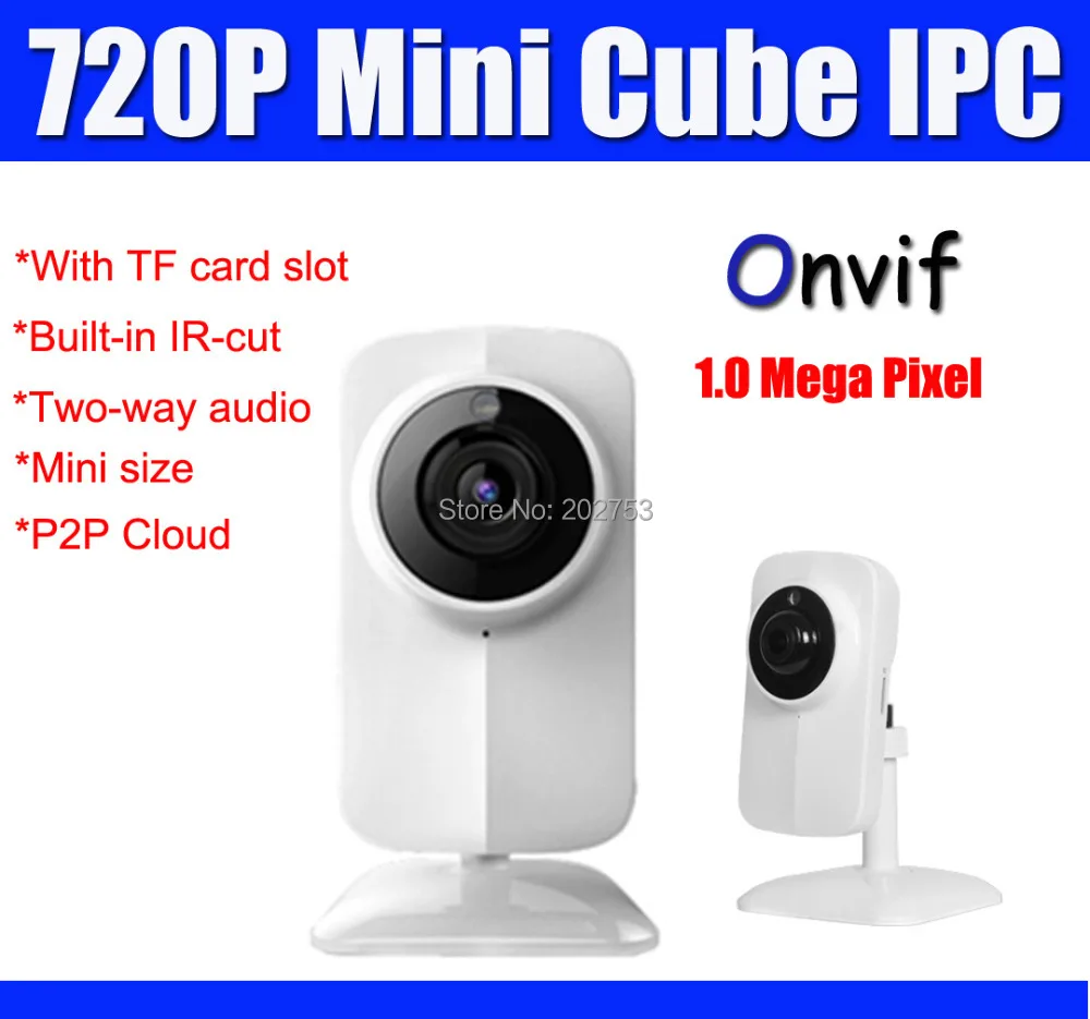  720P Mini IP Camera Onvif 1280*720 1.0MP Cube CCTV Camera For Home Security Built-in IR CUT TF Card Slot 2Way Audio P2P Cloud 