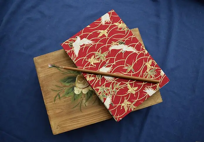 

Vintage Crane Japan Fashion Cloth Cover Handmade Diary Book 14.5*21cm Blank Paper Notebook 100 Sheets Classic Gift 2017