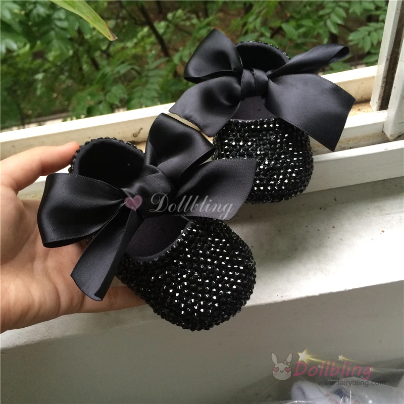 ФОТО Dollbling Bontique Black Rhinestones Baby fantasy shoes limited edition Custom for buyer luxury princess 0-1 infant walkers