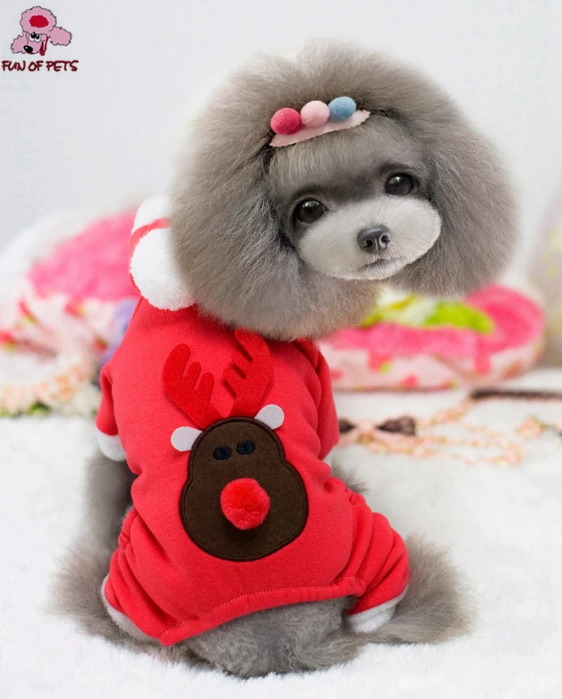 2017 Cute Christmas Reindeer Pattern Jumpsuits with Hoodie Dog