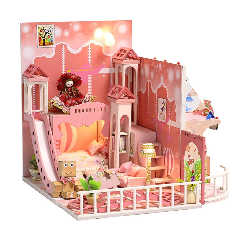 

DIY Miniature Doll House with Furnitures Children Adult Handmade Wooden DollHouses Model Building Kits Dollhouse Toy Gift