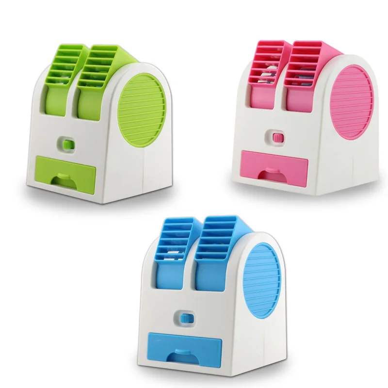 

2 Ports Mini Fan Adjustable Angles Dual Air Outlet Fan Air Conditioning Fan Cooling For Home Office Dorm Room QJY99