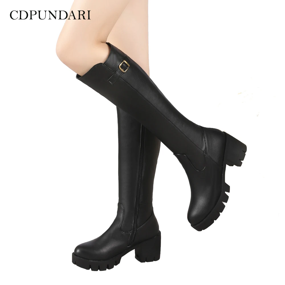 MORAZORA new arrival boots women round toe platform shoes zipper rivet knee high boots sexy high heels party wedding shoes