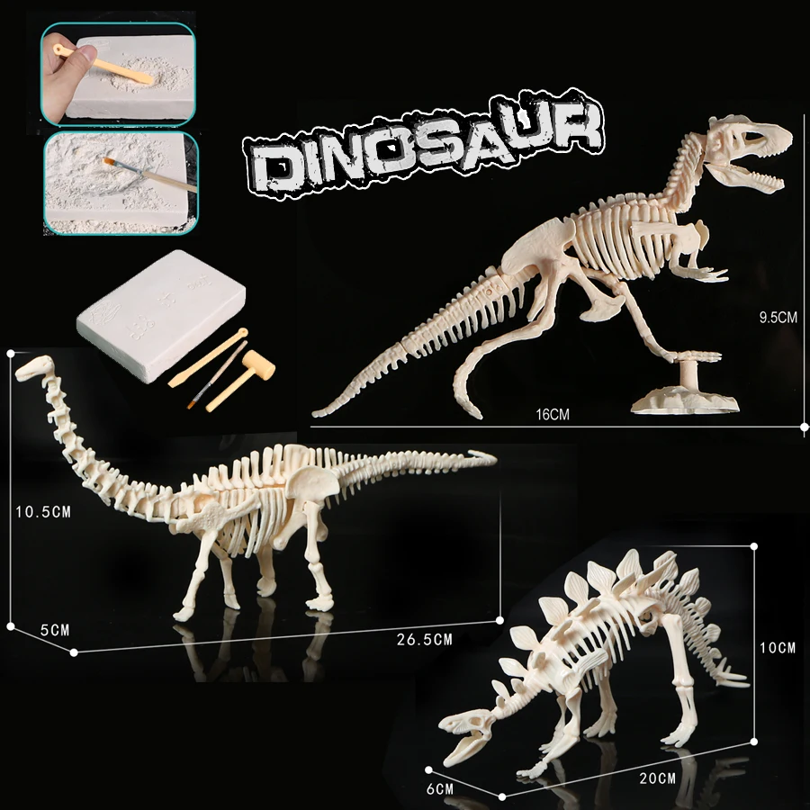 Копать и обнаружить собрать Скелет динозавры набор раскопки животных модель головоломки копания наборы Развивающие игрушки для детей