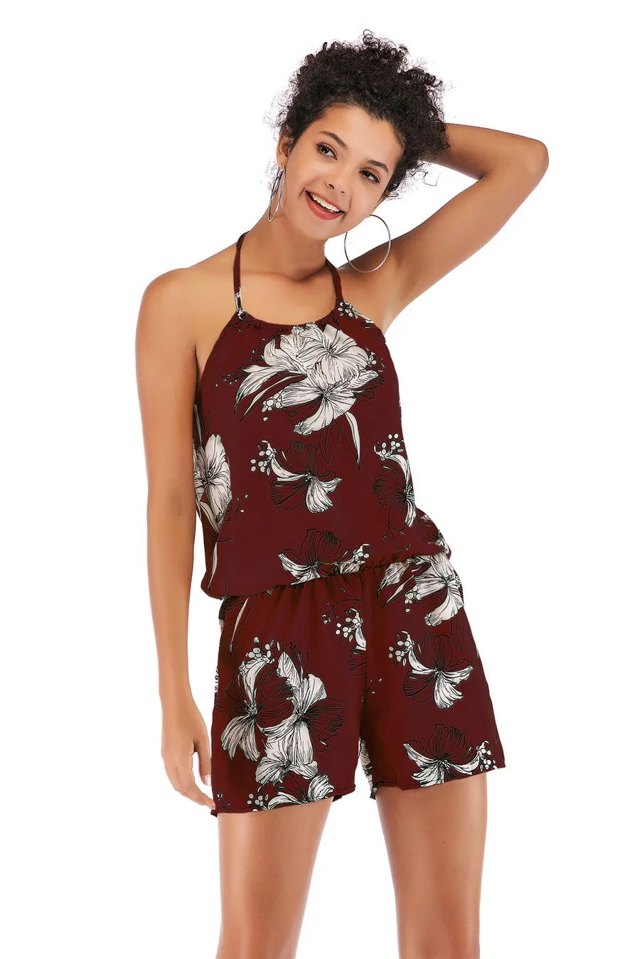 Gladiolus Bohemian Romper Women Sleeveless Halter Backless Sexy Floral Print Rompers Womens Jumpsuit 2019 Sexy Ladies Playsuit (12)