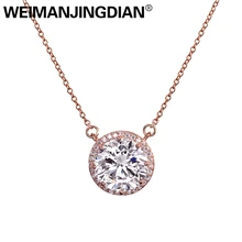 WEIMANJINGDIAN Новое поступление Большой Круглый 15 мм Halo кубический цирконий CZ кулон ожерелье для женщин серебро/розовое золото цвета