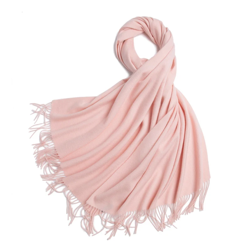 Кашемировый шарф для женщин длинный женский зимний теплый шарф чистый кашемировый шарф теплая накидка s шаль большой шарф - Цвет: Pink