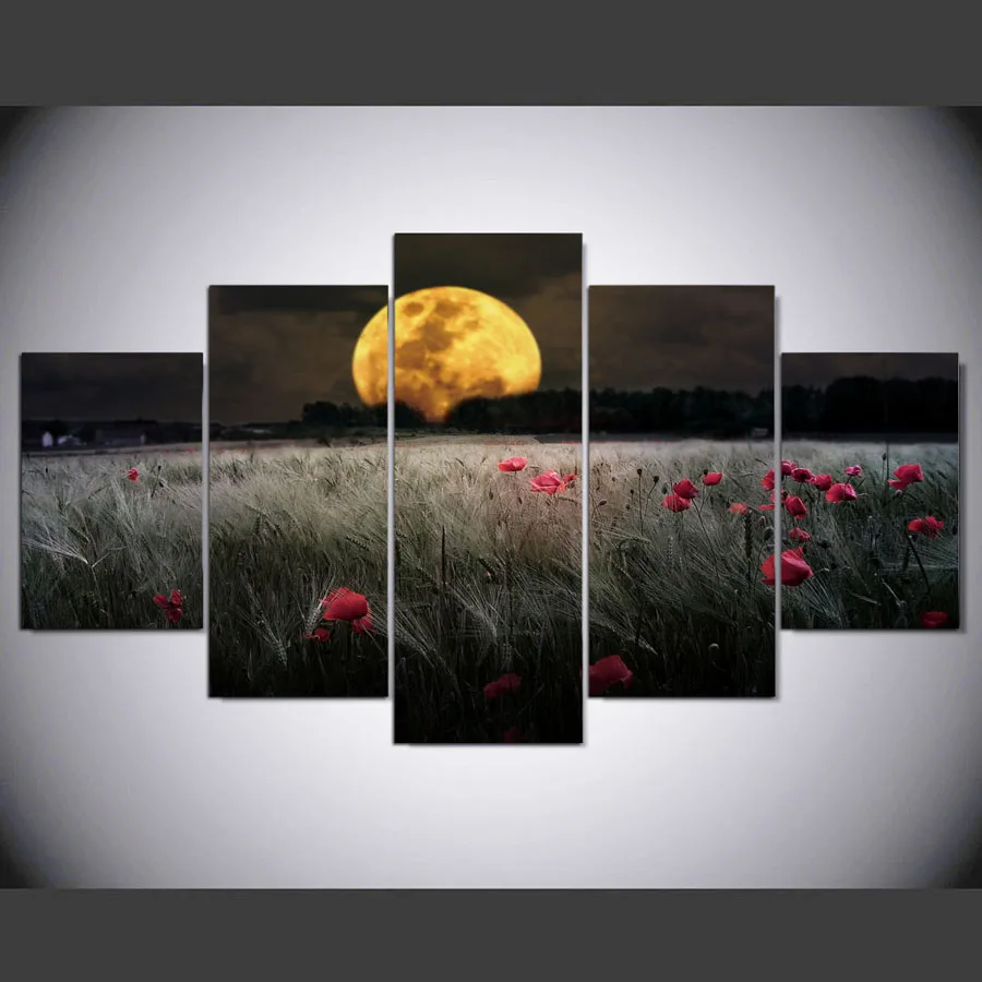 5 панельных картин JIE DO ART HD рисунок на холсте с изображением полей диких цветов