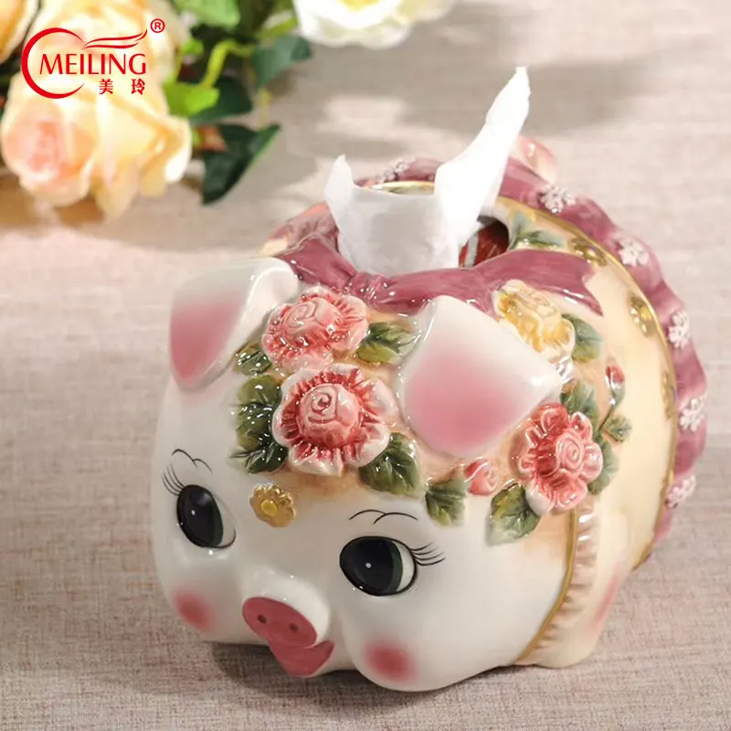 Тканевая коробка-чехол керамическая коробка-держатель для свиньи Kleenex ручная