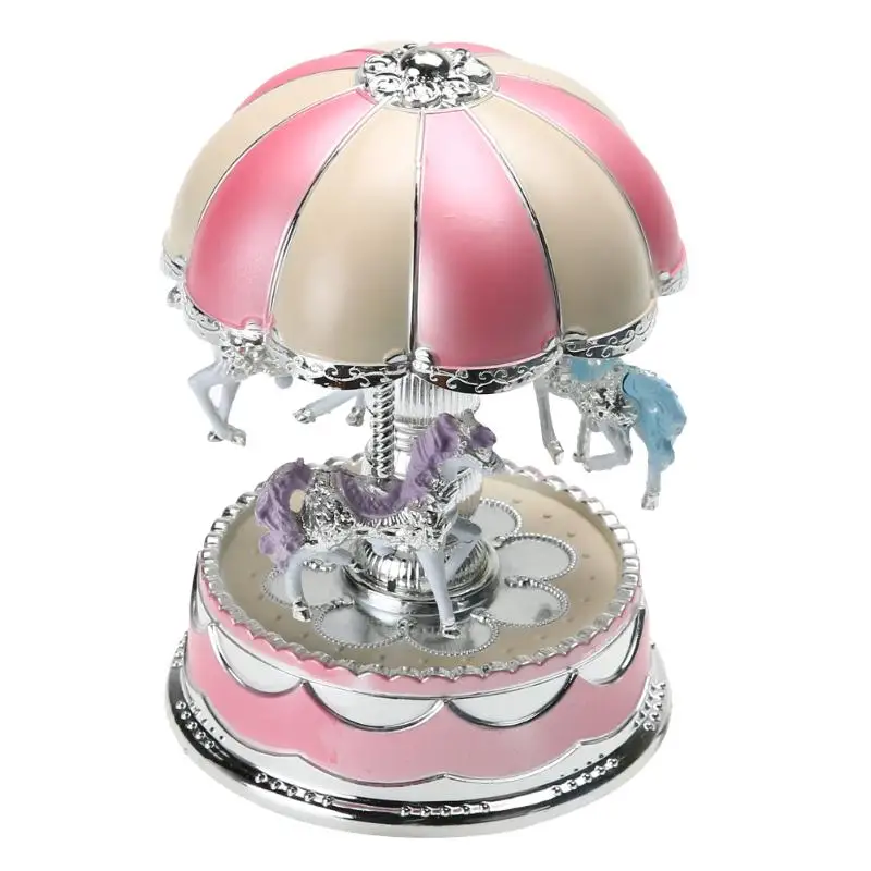 Luz LED Merry-Go-Round caja de música de carrusel niños niñas navidad regalo de cumpleaños juguete boda fiesta decoración de vacaciones