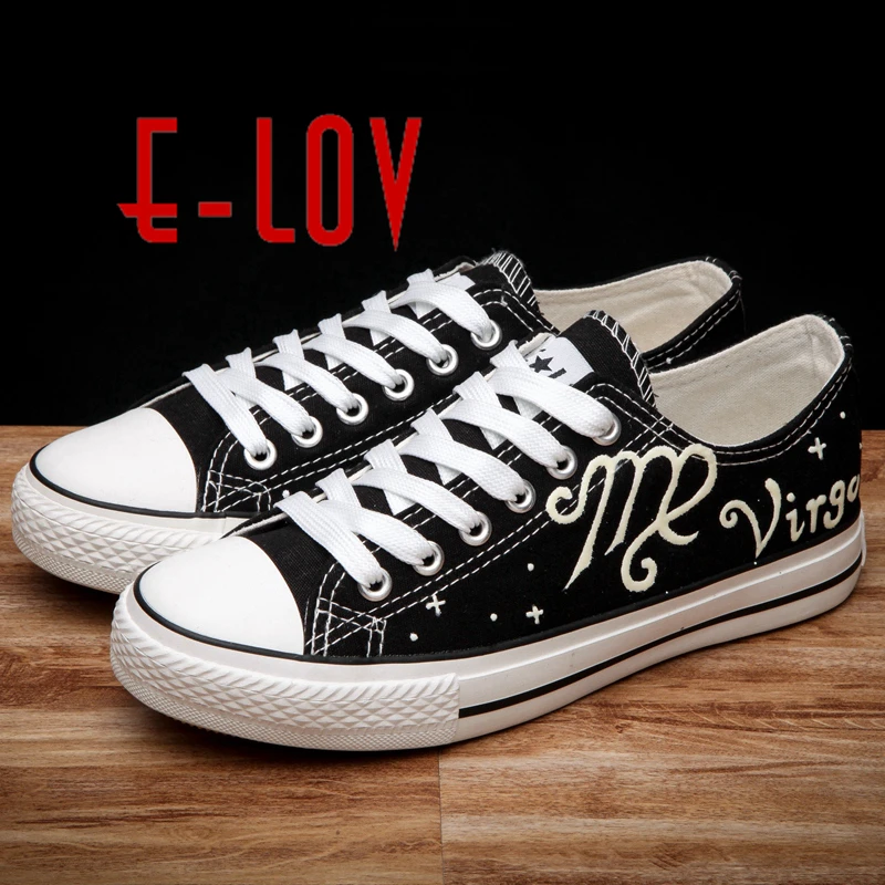 

E-LOV Hand-Painted Canvas Shoes Luminous Shoes Constellation Virgo Saittarius Shoes Noctilucence Personalized Casual Shoes