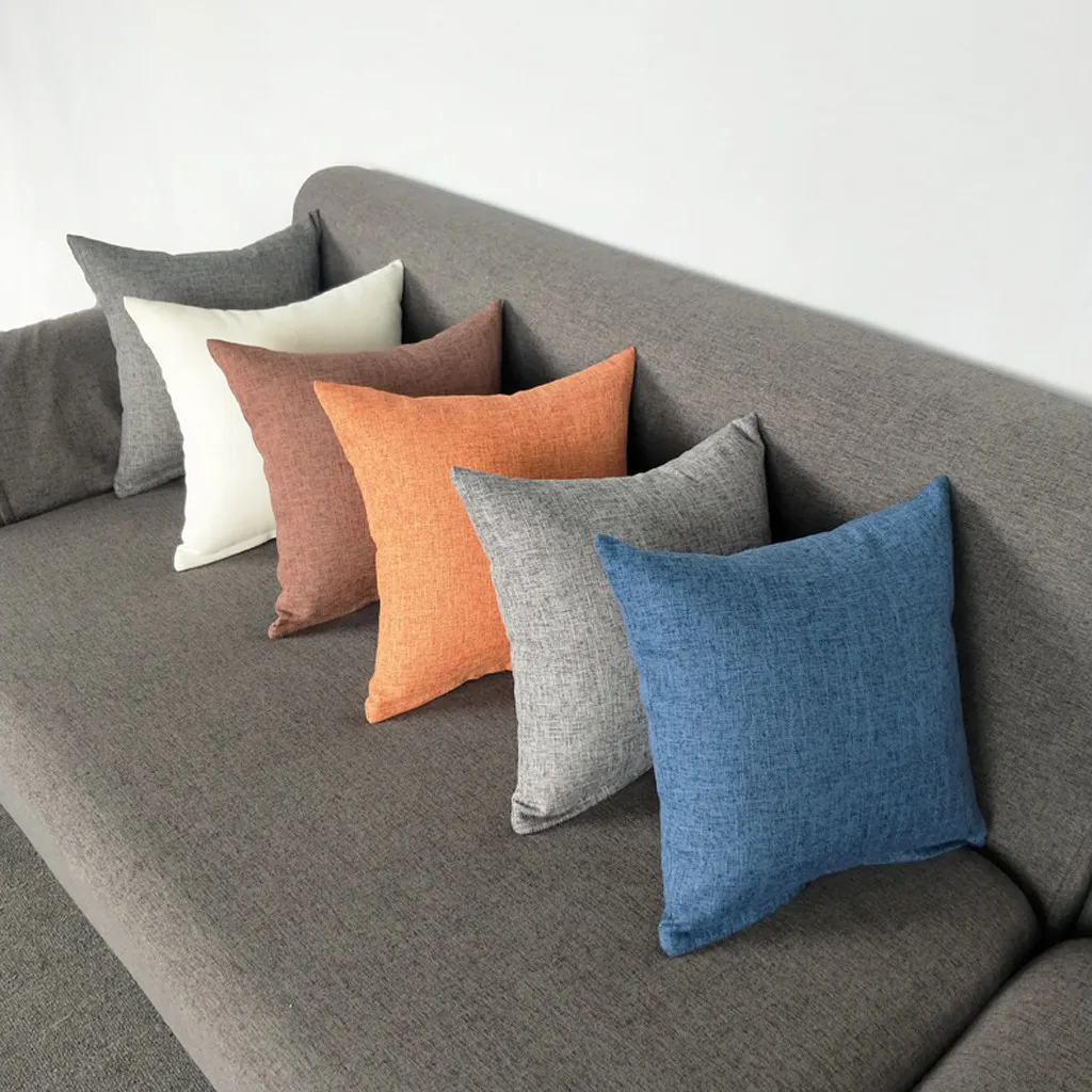 

2019 New Decorative Pillows Decorative Lining Linen Square Pillow Sofa Cushion Light Linen 50CM Kussenhoes Para Sofa