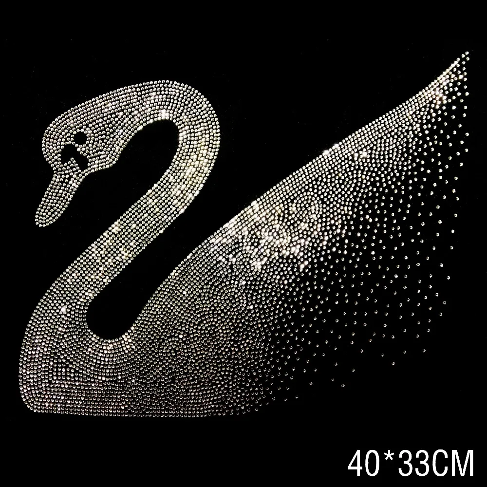 10pcs/Lot Wholesale Swan Rhinestone Diamante Transfer Iron On Hotfix