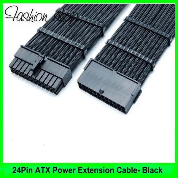 12 дюймовый черный 24 контактный ATX PSU с одним рукавом гнездо штырь удлинитель