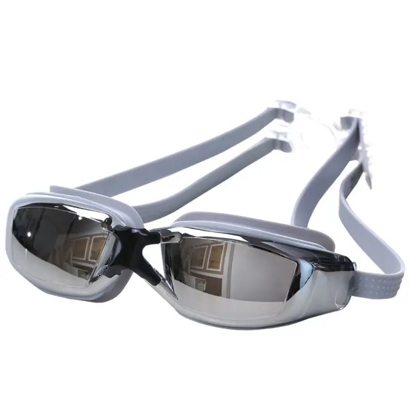 Регулируемые очки для плавания с гальваническим покрытием, УФ большая оправа с покрытием, водонепроницаемые противотуманные очки для плавания, очки для плавания и дайвинга