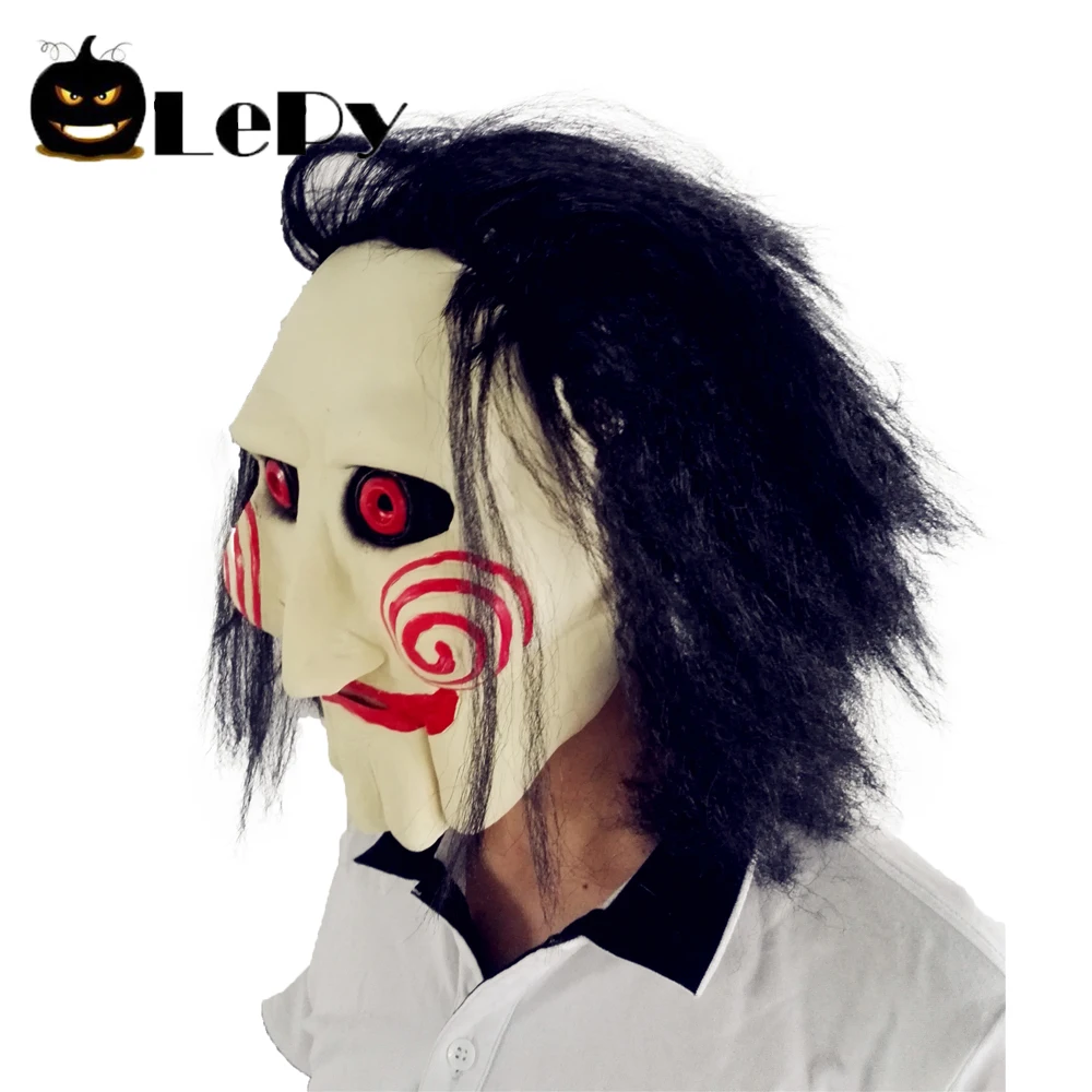 Movie Saw Chainsaw massacre Jigsaw Puppet Masks Latex Creepy Halloween gift full mask Scary prop unisex party cosplay supplies |