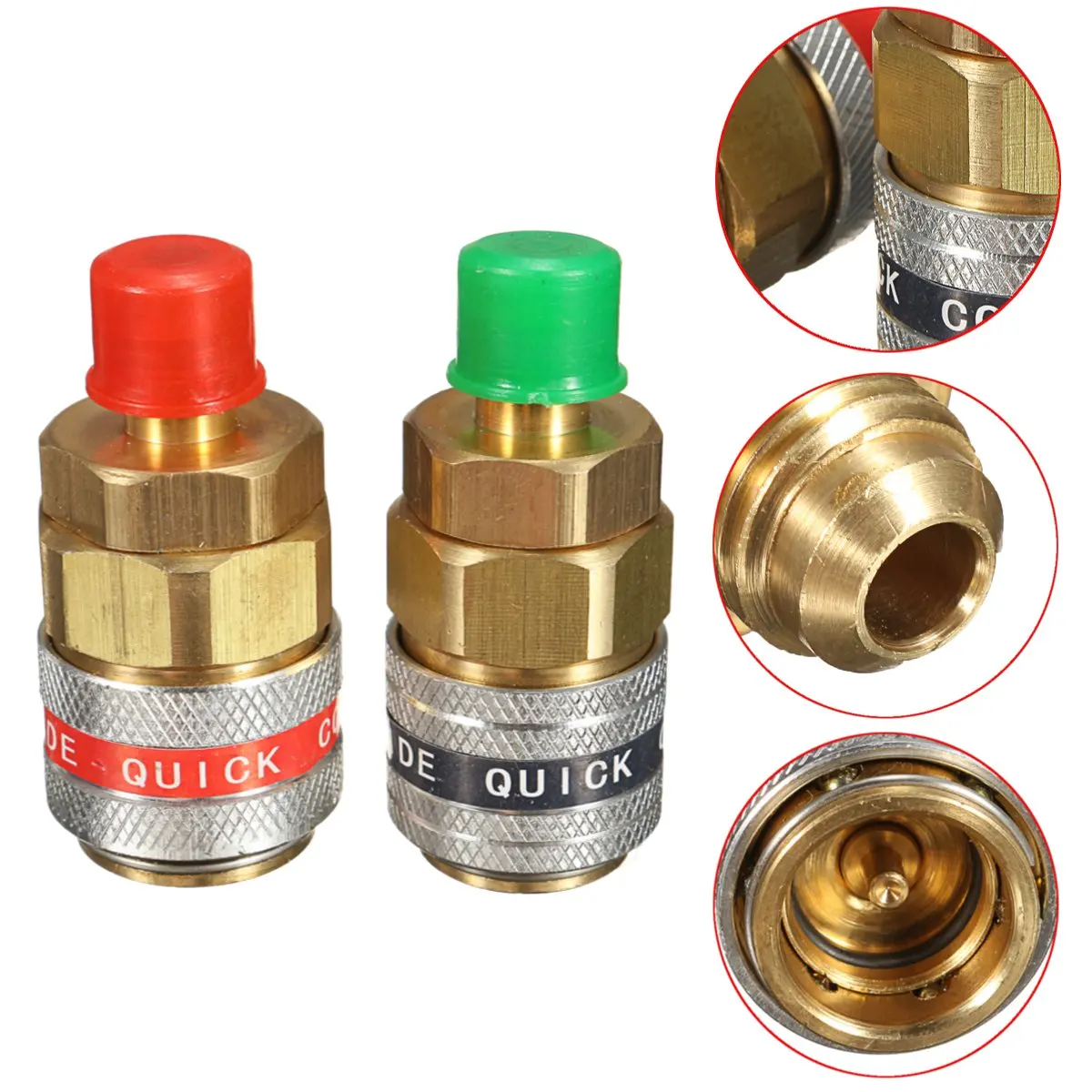 A/C R134a Quick Coupler Adapter Car High & Low Side HVAC SAE Male Flare