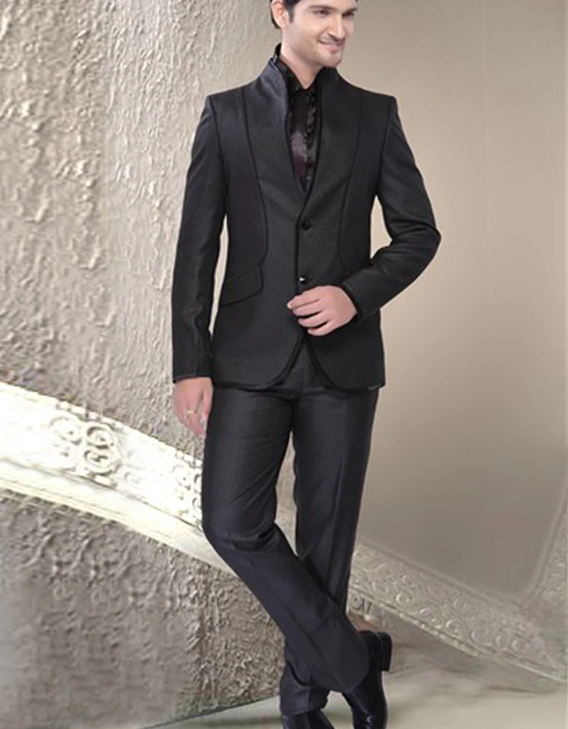 India Classic Style Handsme Slim Two Buttons Two Pockets Groom Tuxedos Wedding Business Suits