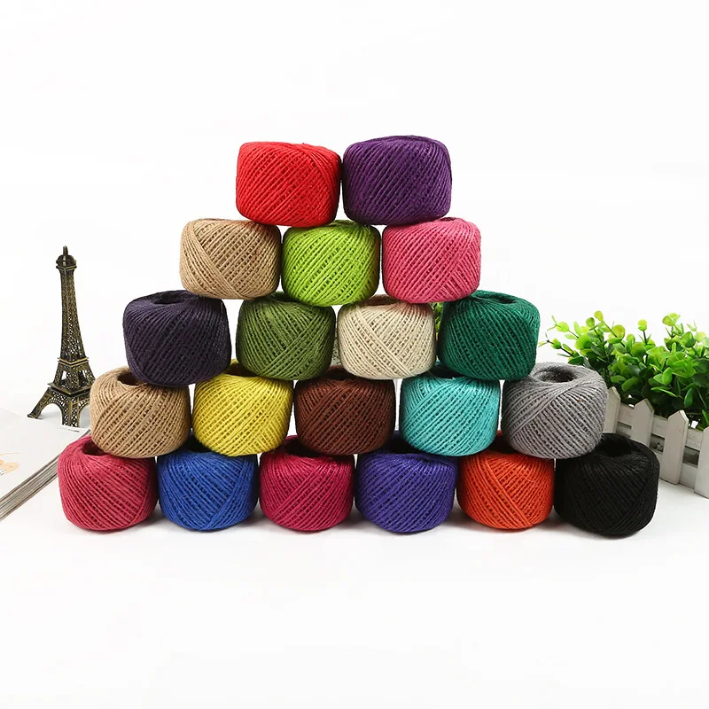 

Rustic Wedding Decoration Jute Twine 2mm Events Party Supplies Gifts Crafts Wrapping Rope Floral Twisted Tags Cord multicolor