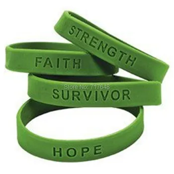 

100pcs GRAY GREEN ORANGE AWARENESS wristband silicone bracelets free shipping by FEDEX