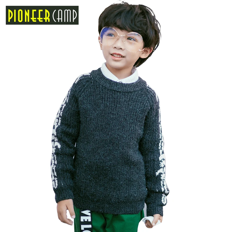 

Pioneer Camp Kids Winter Boys Fashion Thick Knitted Sweaters Shirts Solid Boys Sweater Children's Clothing For Sweater