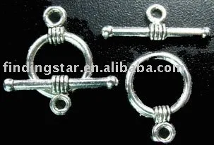 

FREE SHIPPING 100sets Tibetan silver Metal circle toggle clasps 19x11mm A1184