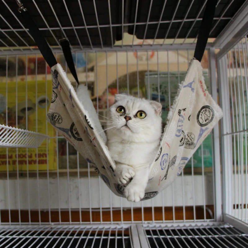 

Pet Hammock Hanging Cage Double Side Tower Soft Fur Bed For Small Cats Dogs