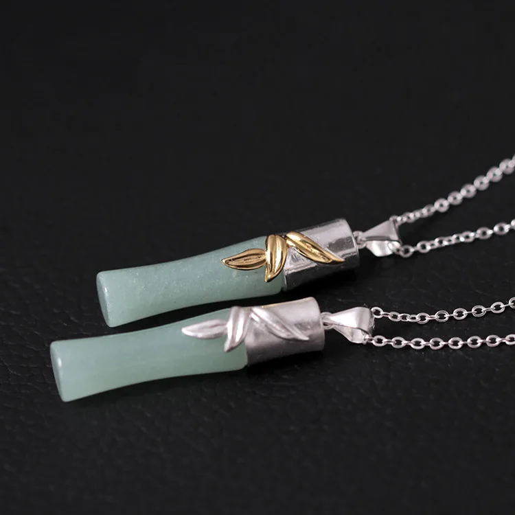 bamboo S925 necklace women 100% 925 Sterling silver necklace Jewellery Clavicle chain pendant charms
