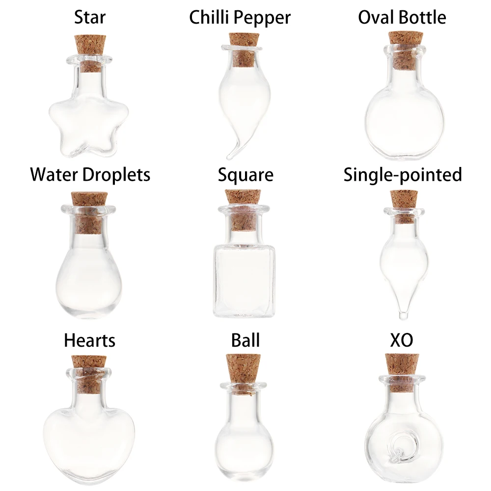 5pcs/pack Mini Transparent Glass Empty Sample Jars Wishing Bottle Empty Storage Vials DIY Pendants Cork Stopper Home Decoration