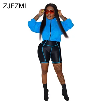 

Neon Green Rose Two Piece Club Outfits Women Stand Collar Full Sleeve Trench And Bodycon Shorts Casual Plus Size 2 Piece Suits